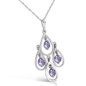 14K. SOLID GOLD NECKLACE WITH NATURAL TANZANITES